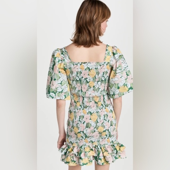 NEW ByTimo Festive Cotton Smocking Smocked Dress Dandelion Floral Puff Sleeves - Picture 3 of 14